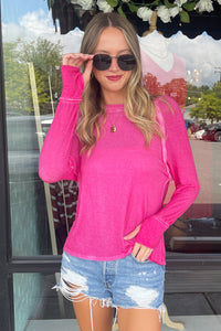 Hot Pink Zenana Thumbhole Shirt