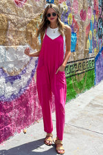 Feeling So Free Jumpsuit-Hot Pink