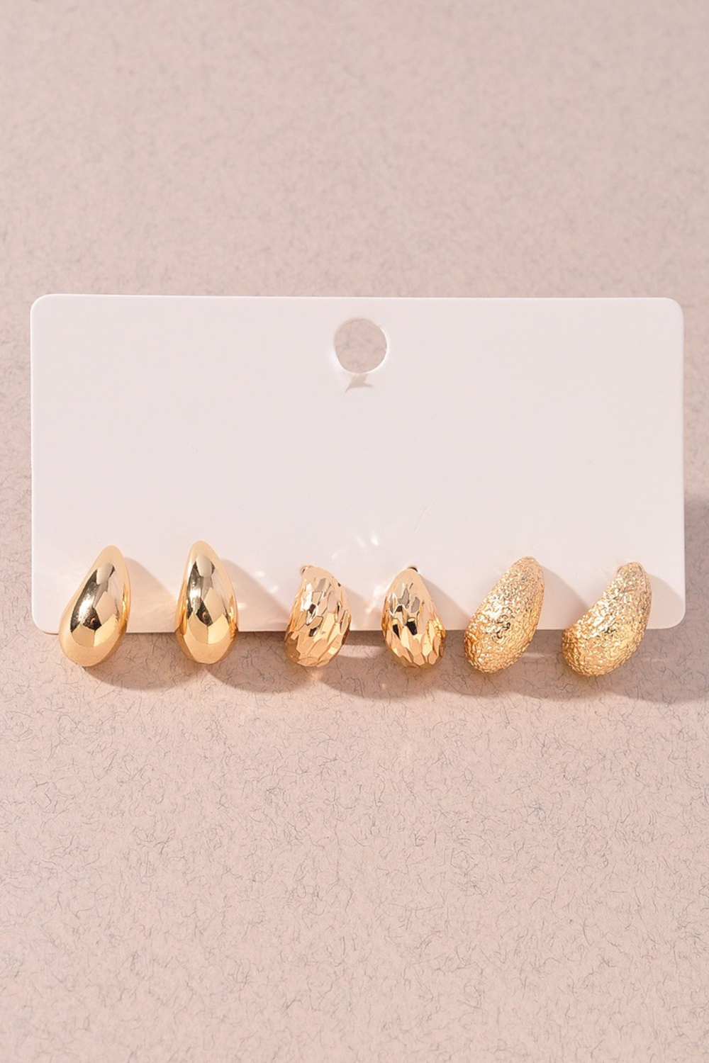 Multi Teardrop Post Earring Set-Gold