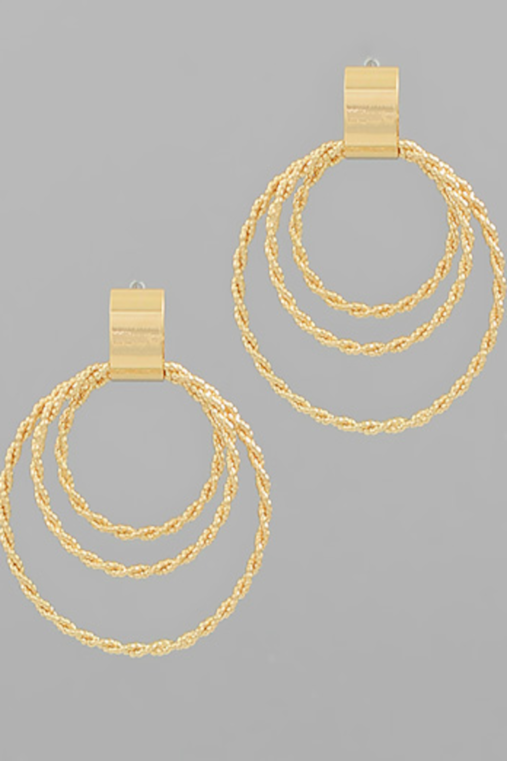 3 Layer Rope Twist Earrings-Gold
