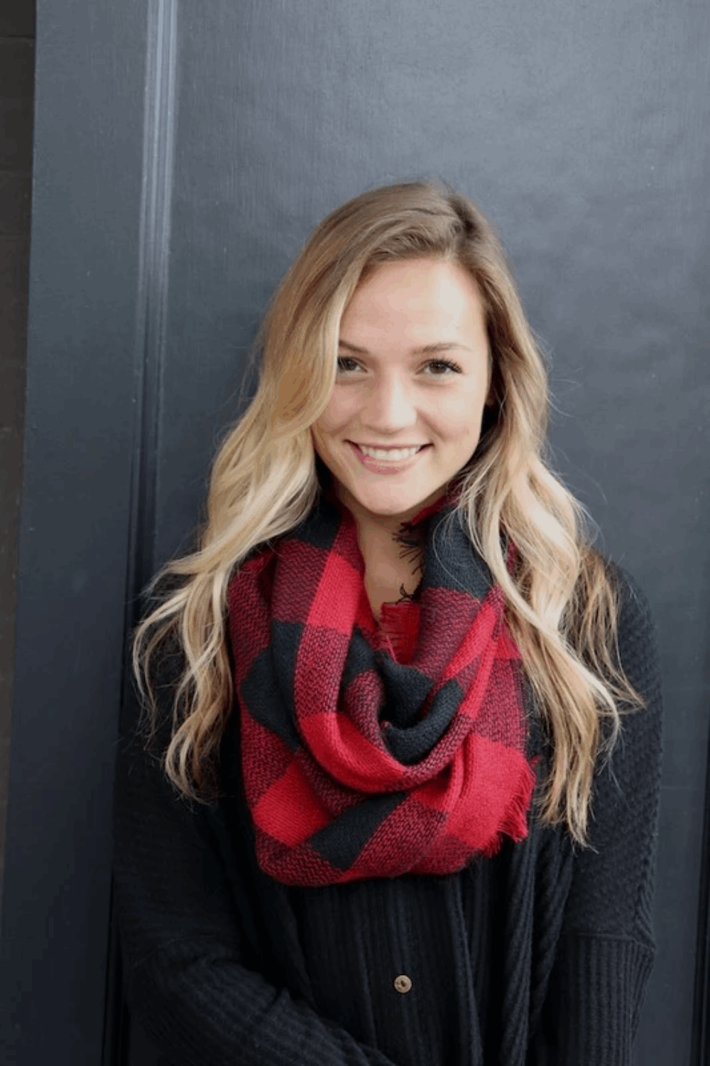 Red plaid online infinity scarf