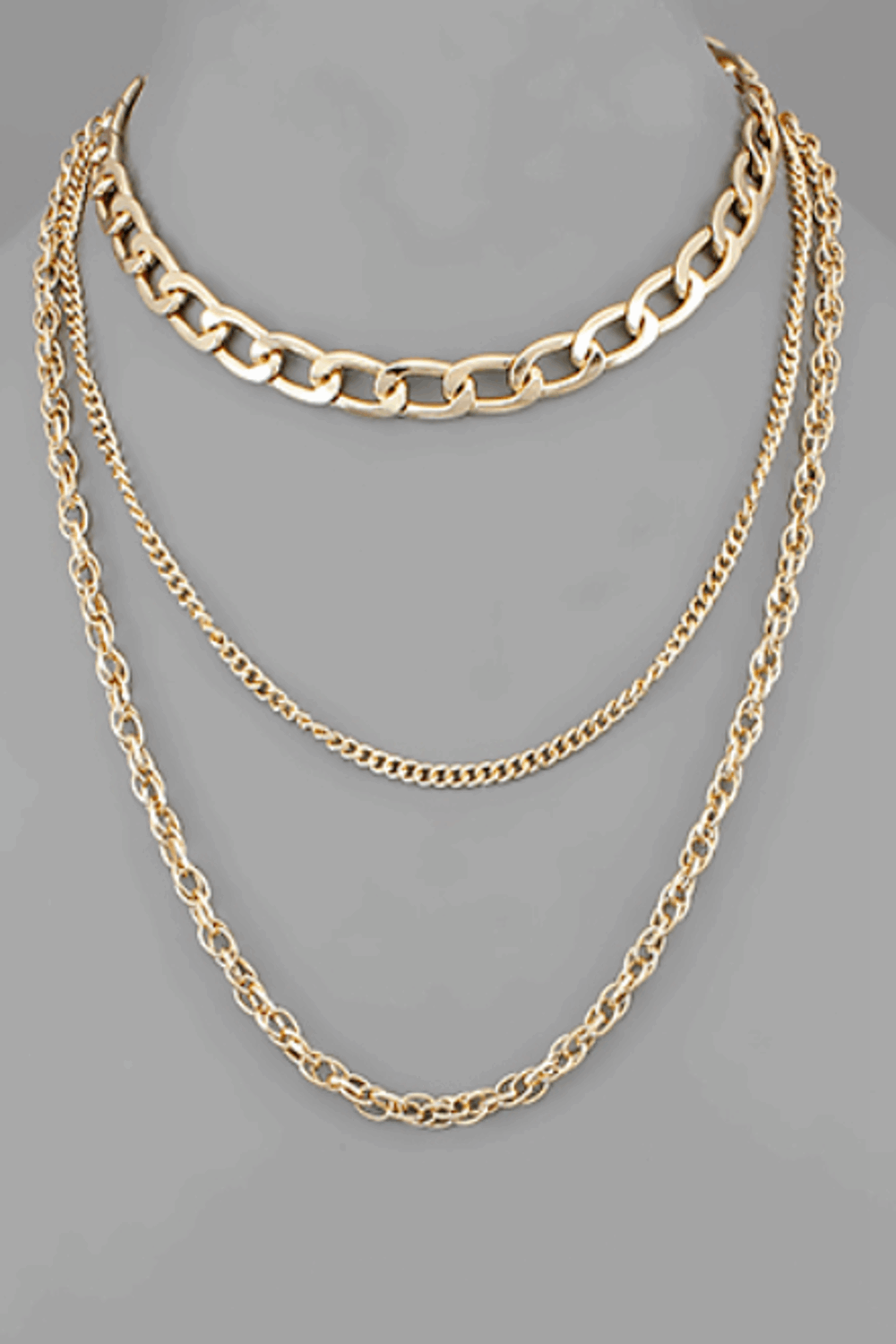 3 Type Chain Layer Necklace-Gold
