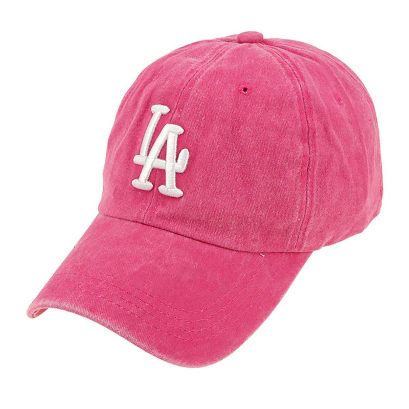 LA Embroidered Baseball Hat-Pink