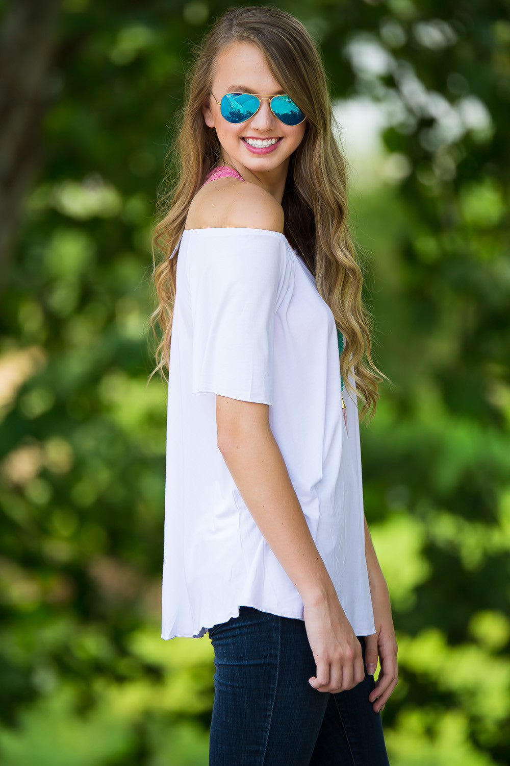 SALE-The Perfect Piko Off The Shoulder Top-White