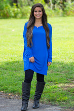 SALE-The Perfect Piko Tunic Top-Royal Blue