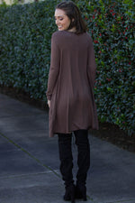 SALE-The Perfect Piko Long Sleeve Swing Dress-Brown
