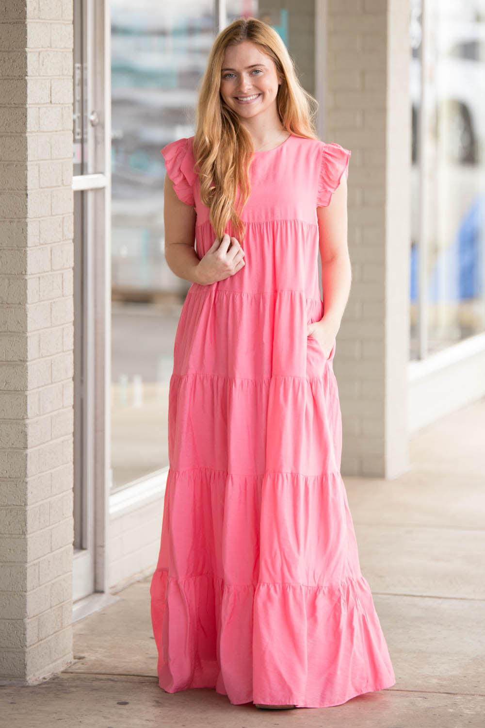 SALE-English Factory-Tiered Maxi Dress-Rose