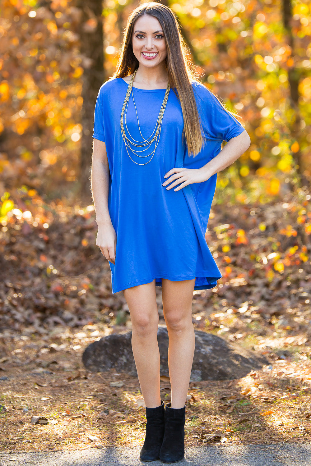 SALE-The Perfect Piko Short Sleeve Tunic-Royal