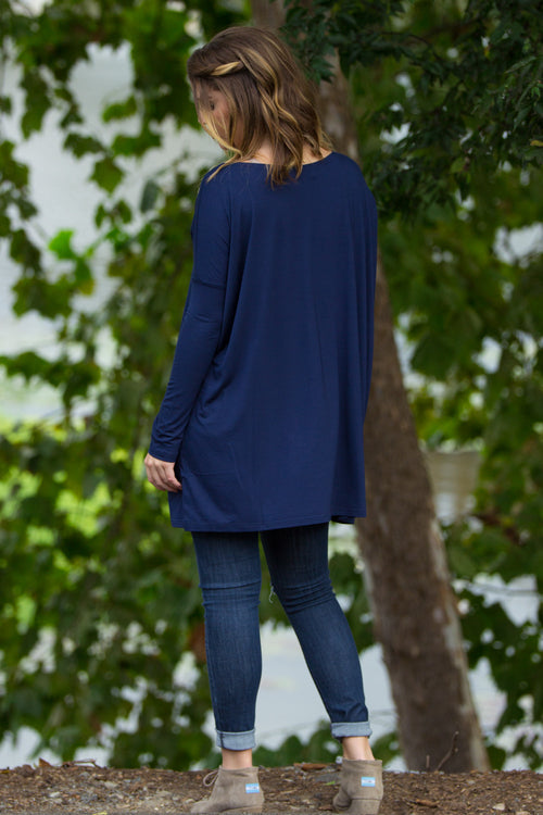 SALE-The Perfect Piko Tunic Top-Navy