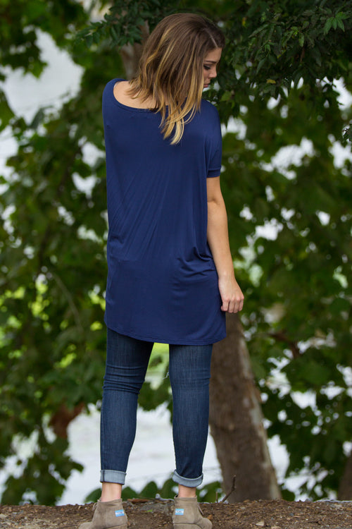 SALE-The Perfect Piko Short Sleeve Tunic-Navy