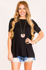 The Perfect Piko Short Sleeve Top-Black
