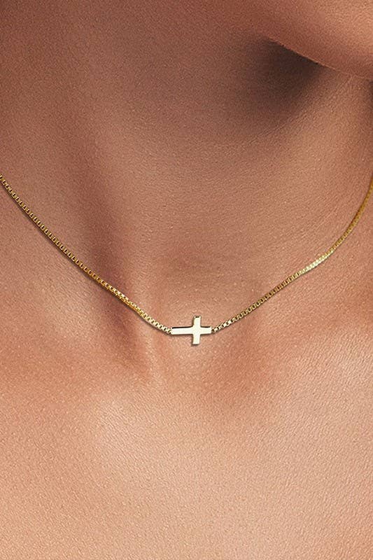 18k Stainless Steel Tarnish Free Cross Necklace - Gold