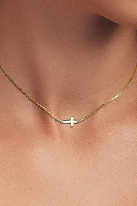 18k Stainless Steel Tarnish Free Cross Necklace - Gold