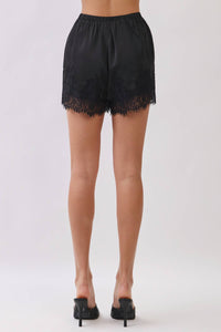 Lace Trim Detail Shorts-Black - Simply Dixie Boutique