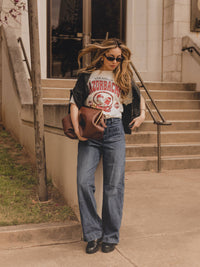 LivyLu - Arkansas Razorbacks Gridiron Football Off White Thrifted Tee