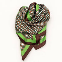 Interlocking Circle Geometric Print Square Scarf-Brown
