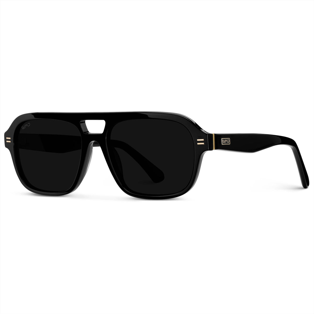 WMP Eyewear - Ember - Women's Double Bridge Aviator Sunglasses: Black / Triple Black Lens