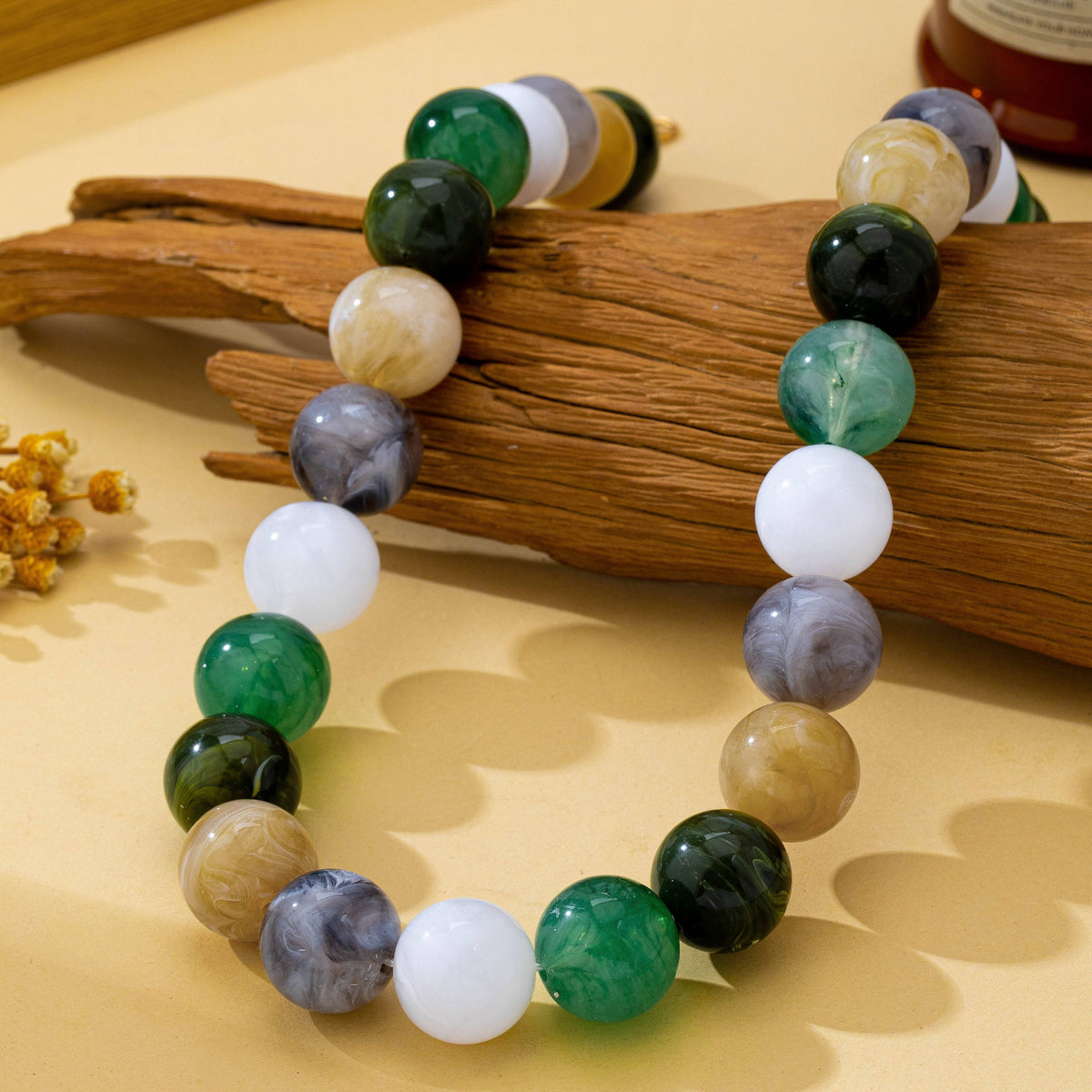 Multicolor Marbled Chunky Bead Statement Necklace