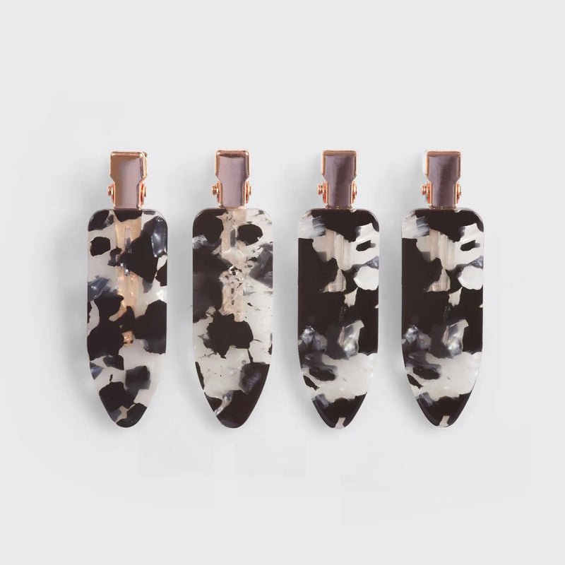 Kitsch-Eco-Friendly Creaseless Clips 4pc Set-Black Terrazzo
