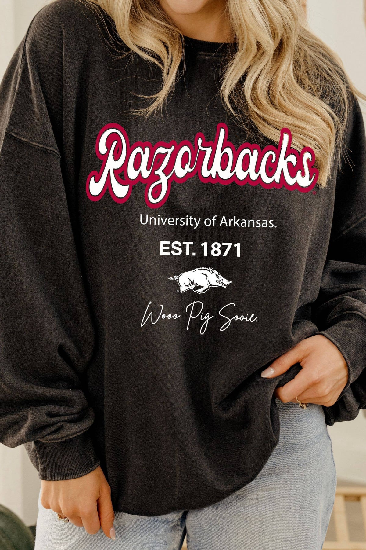 Black Razorbacks LivyLu Sweatshirt