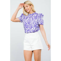 THML - Short Sleeve Poplin Print Top-Purple