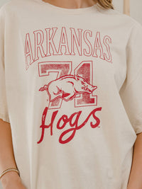 LivyLu - Arkansas Razorbacks Club Mascot Thrifted Tee-Off White