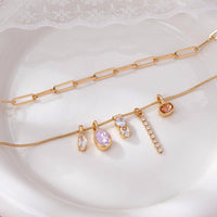 Crystal Cluster Charm Double-Layer Necklace - Gold