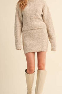 SALE-Winter Wishes Sweater and Skirt Set- Taupe