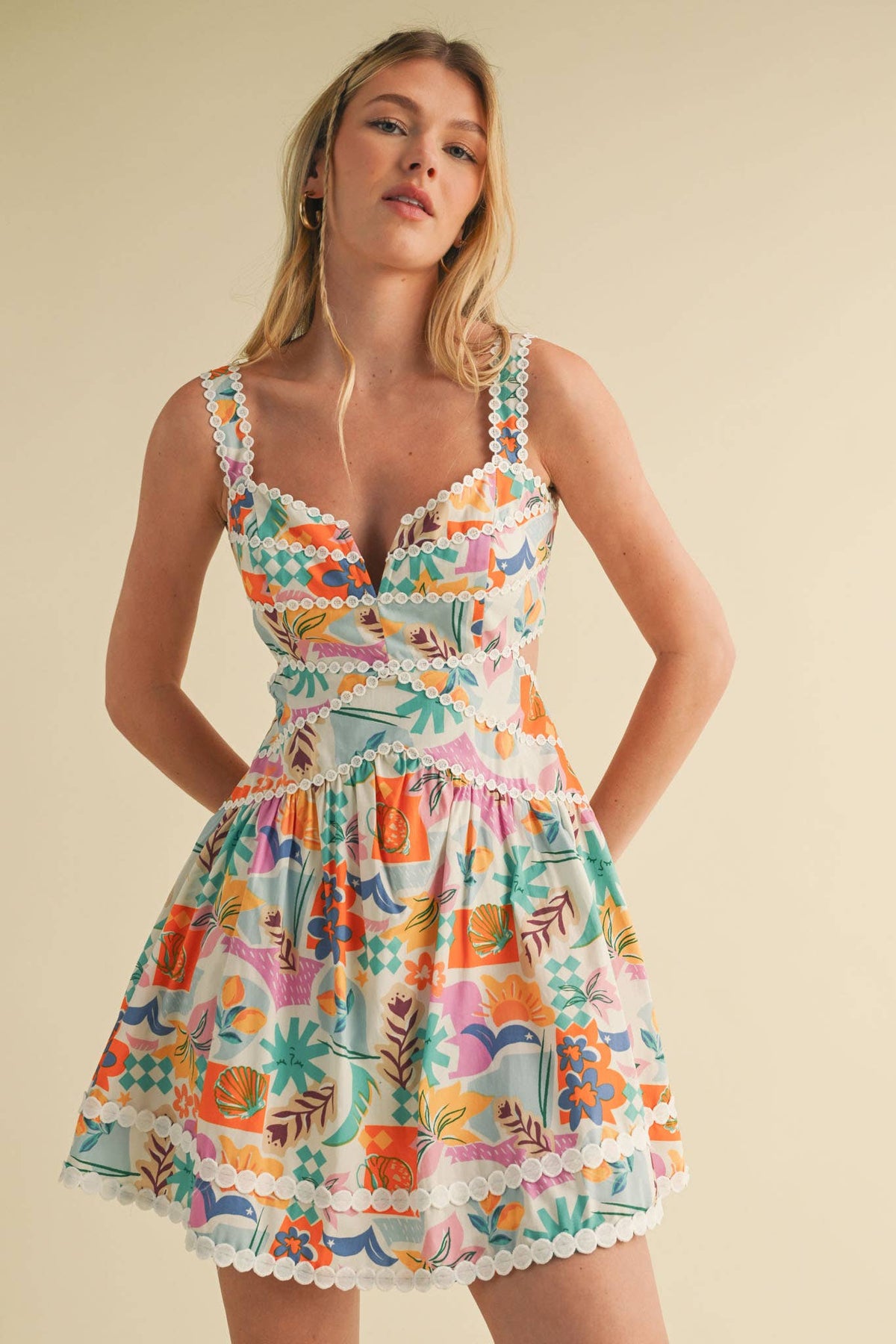 Coastal Strolls Cut Out Dress-Blue