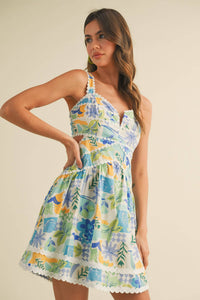 Coastal Strolls Cut Out Dress-Blue
