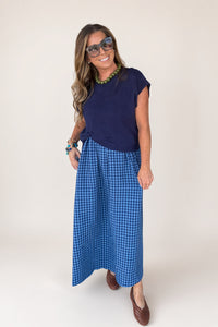 It's Gingham Time Layered Maxi Dress-Navy - Simply Dixie Boutique