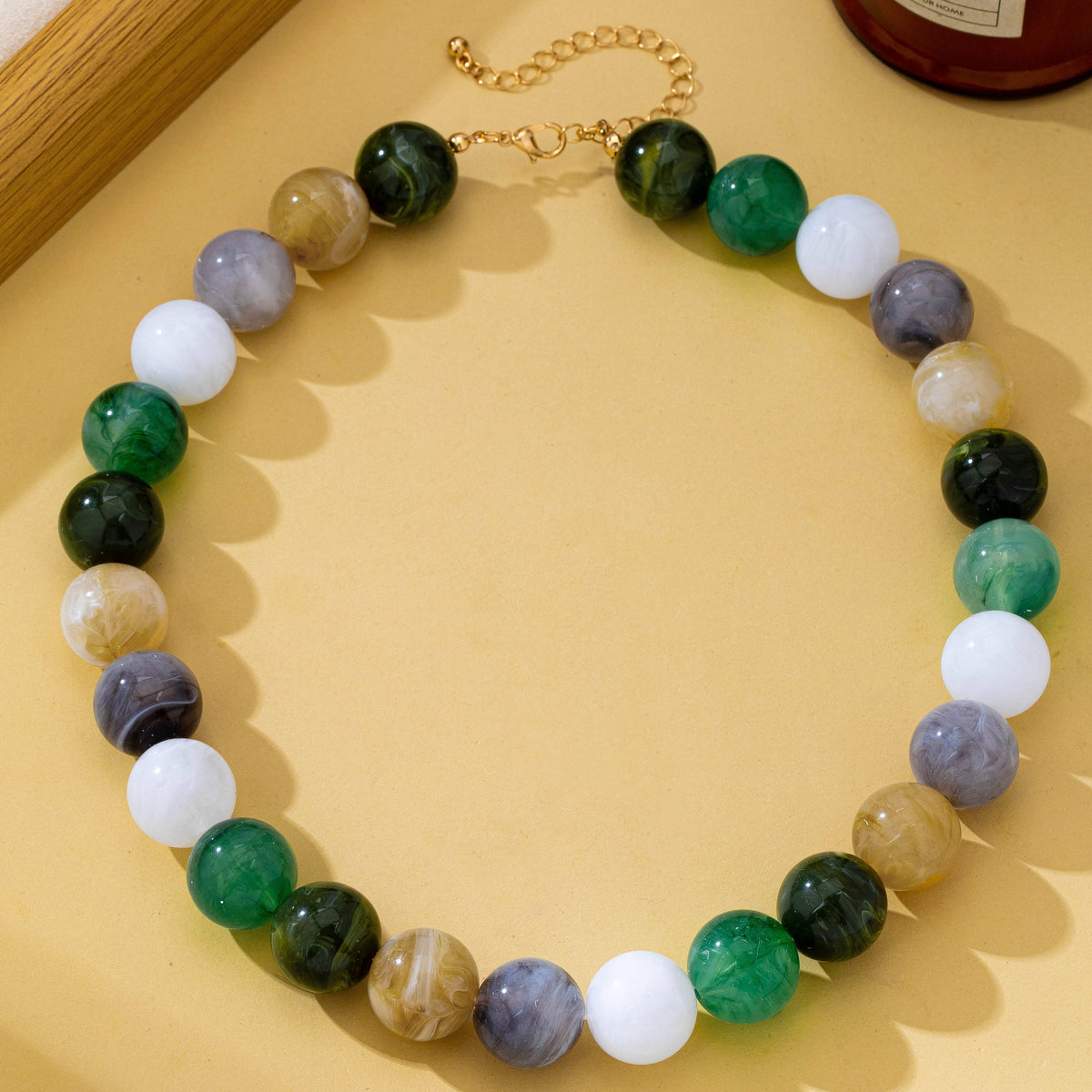 Multicolor Marbled Chunky Bead Statement Necklace