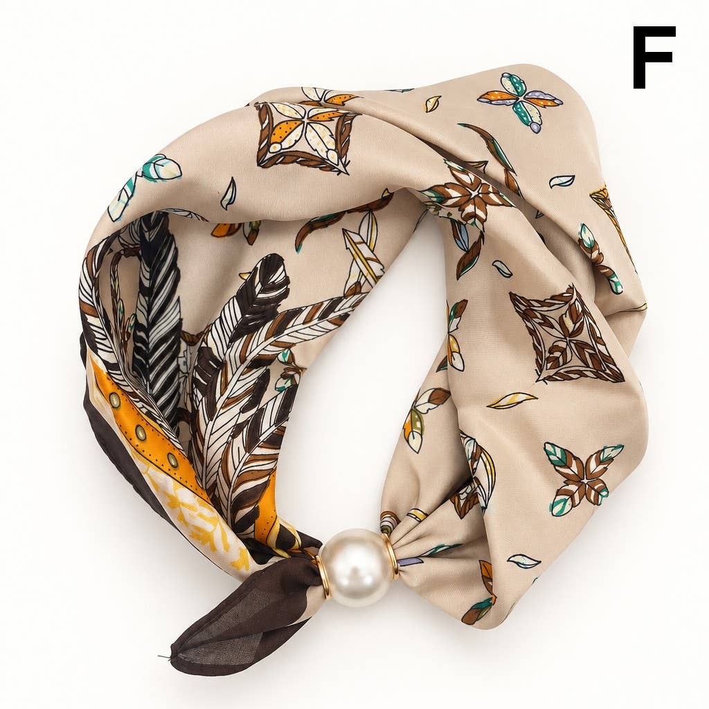 Silk Feel Pearl Magnetic Clasp Scarf Necklace