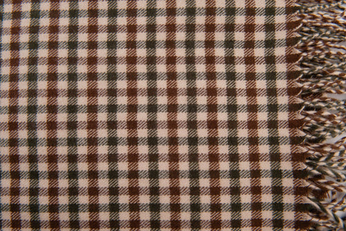 CLARINS MINI CHECK SCARF-OLIVE/GRN