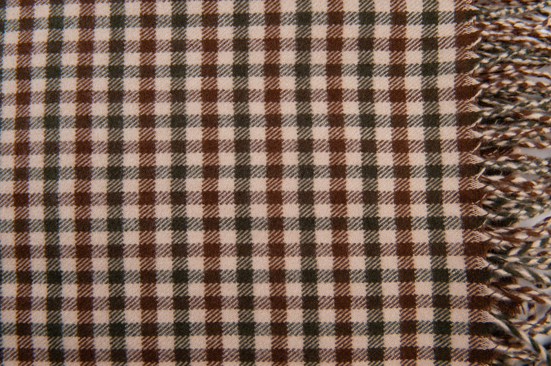 CLARINS MINI CHECK SCARF-OLIVE/GRN