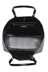 Black backpack with a handle on a white background