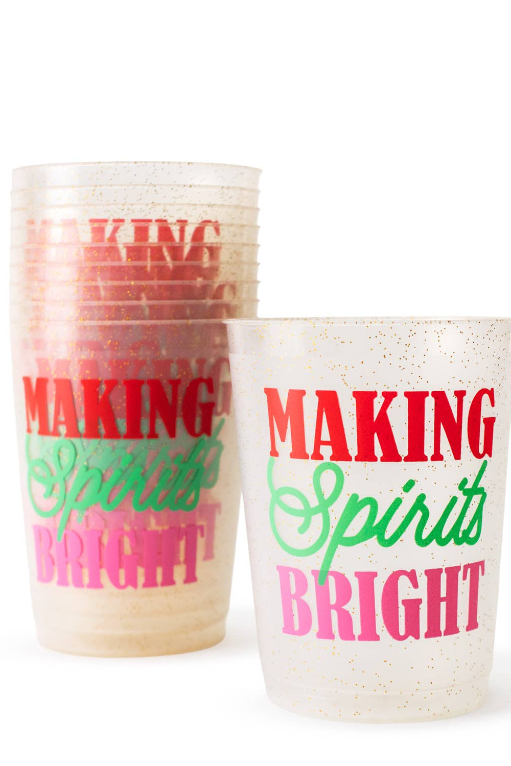 Making Spirits Bright Party Cups-Gold/Green/Pink