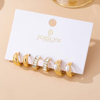 Pearl & Baguette Huggie Hoop Trio Earring Set-Gold