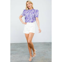 THML - Short Sleeve Poplin Print Top-Purple