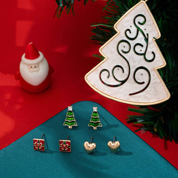 Holiday Tree Christmas Trio Earring & Ornament Set