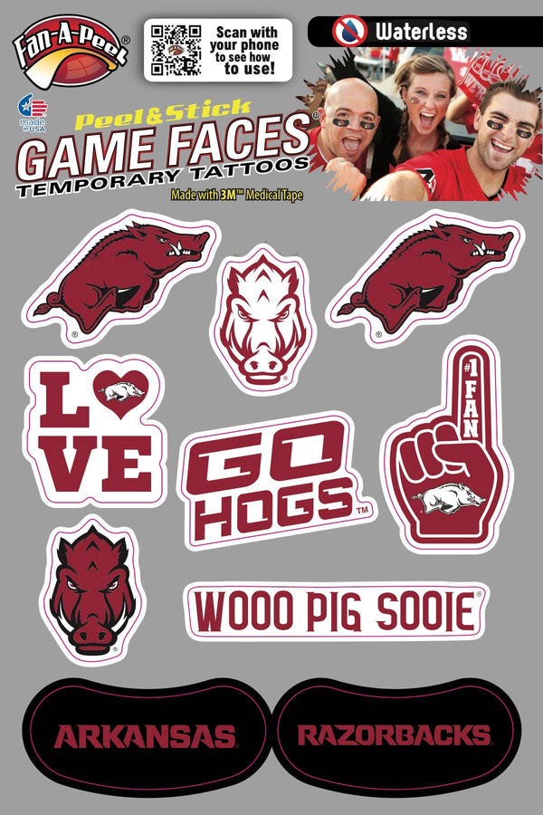 Fanapeel / Gamefaces - Arkansas Game Faces® Temporary Tattoos