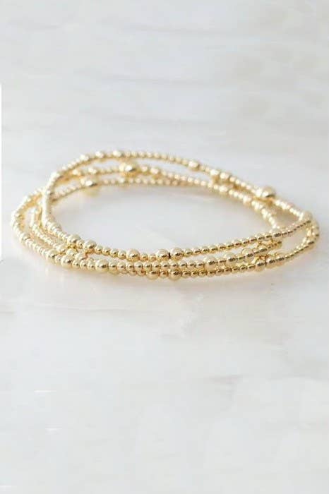 Multi Layer Gold Ball Chain Beaded Bracelet-Gold