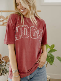 LivyLu - Arkansas Razorbacks Polka Dot Puff Ink Cardinal CC Tee
