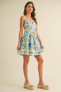 Coastal Strolls Cut Out Dress-Blue