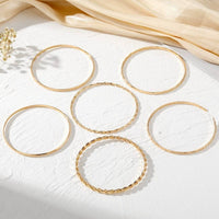 Gold Layered Bangle Set - Mixed Texture Stack