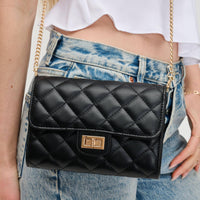 Winona Quilted  Multi-Compartment Crossbody-Black