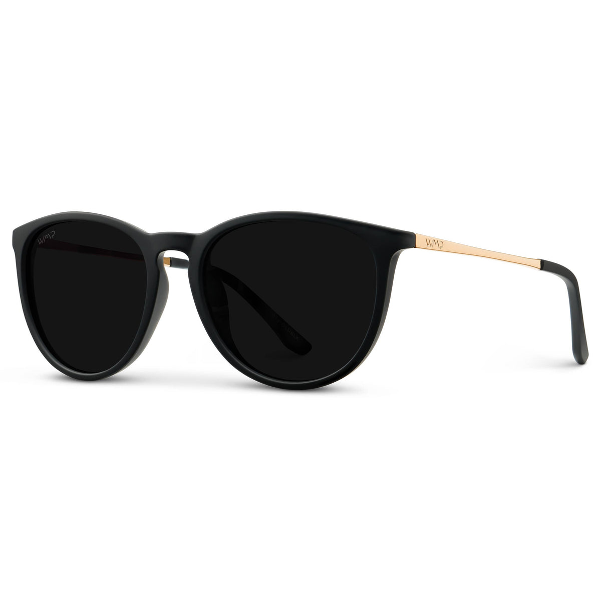 WMP Eyewear - Drew - Women's Polarized Round Sunglasses: Gold / Black