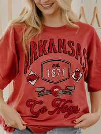 LivyLu - Arkansas Razorbacks Hogs Patches 25 Red Heavyweight Tee