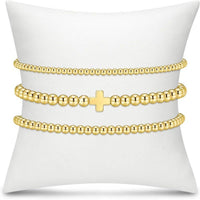 Cross Multilayer Ball Chain Bracelet - Gold