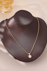 Round Zircon Pendant Necklace - Gold